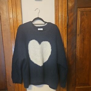 Old Navy Blue and White Heart Crew Neck Sweater